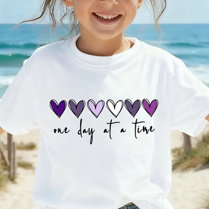 Cartoon Heart Graphic 3D Printed Girl Clothes Casual Short-Sleeve Round Neck Top for Girls Summer Fashion Children's Clothing