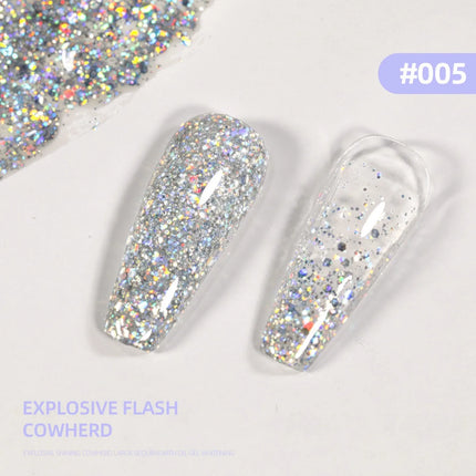 6pcs Shell Fragments Translucency Reflective Gel Nail Polish Reflective Glitter Semi Permanent Soak Off UV Gel Nail Art Varnish