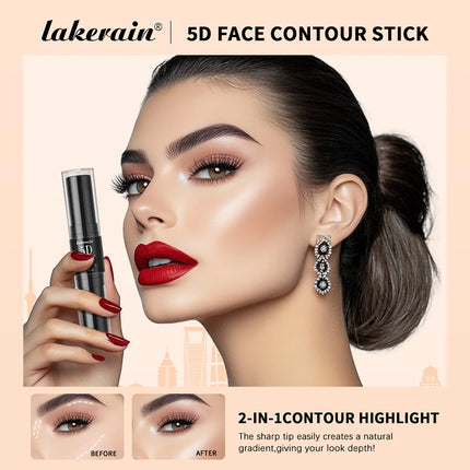 Dual-Ended Sharp Tip Contour Highlighter Waterproof And Sweatproof Long Lasting-Up To 12 Hours Multi-Use Contour Stick Makup
