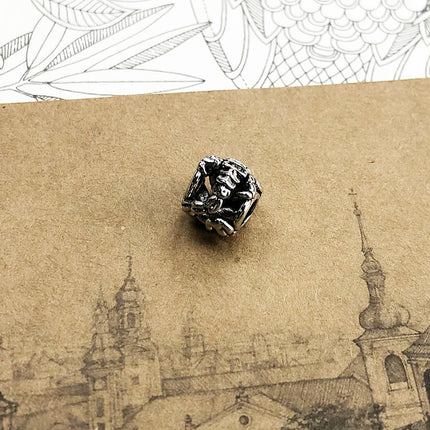 Black Scorpion Charm 5mm Hole For Women Men DIY Jewelry Making 925 Sterling Silver Punk Rebel Street Europe Fashion Gift