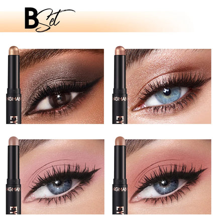 Smoky Dark Blue Eyeshadow Pencil Stick Waterproof Pearlescent 16 Colors Metallic Glitter Eye Shadow Highlighter Pen Makeup Tool
