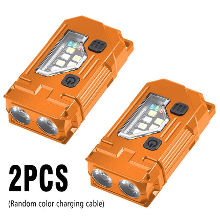 Mini Keychain EDC Flashlight Rechargeable Magnetic Torch Super Bright Pocket LED Torch Pen Clip Headlamp Outdoor Fishing Lamp