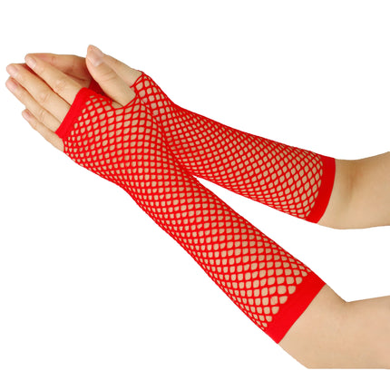 New Mesh Gloves Neon Fishnet Gloves Mittens Black Red Sheer Wear Fancy Dress for Womens Sexy Girls Punk Goth Dance Glove