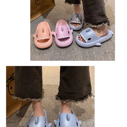New Shark Slippers for Women Men Shoes Shark Flip Flops Beach Slides Female Home Slipper Bathroom Non-Slip Thick Sandals Couples