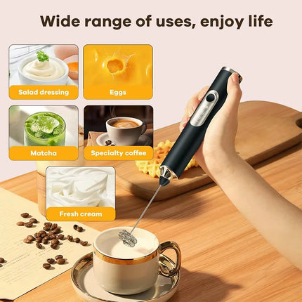 Wireless electric milk coffee mixer -3 speed egg beater suitable for latte cappuccino hot chocolate foam maker USB charging