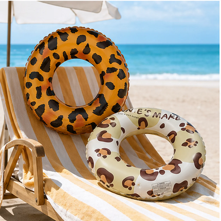 1PC Leopard Print Inflatable Swim Ring, Adult Pool Float, Animal Pattern Swimming Summer Beach Water Toy Pool Party Ring