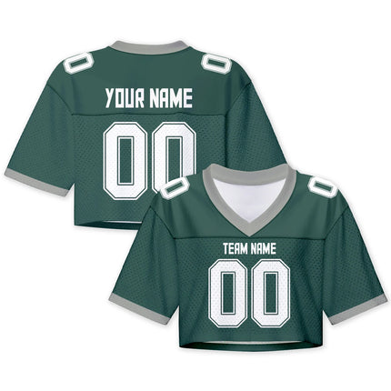 Custom American Football Jersey Crop Top for Women & Girls Plain Sporty Cropped Shirt Personalized Name Number Jerseys Fans Gift