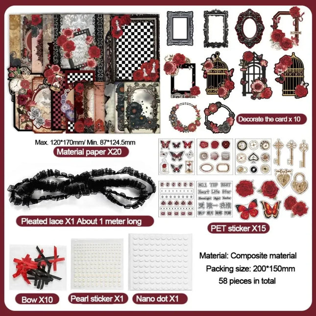 Paper Stickers DIY Itabag Insert Material Retro Lace Ribbon Itabag Decor DIY Material Creative Colorful