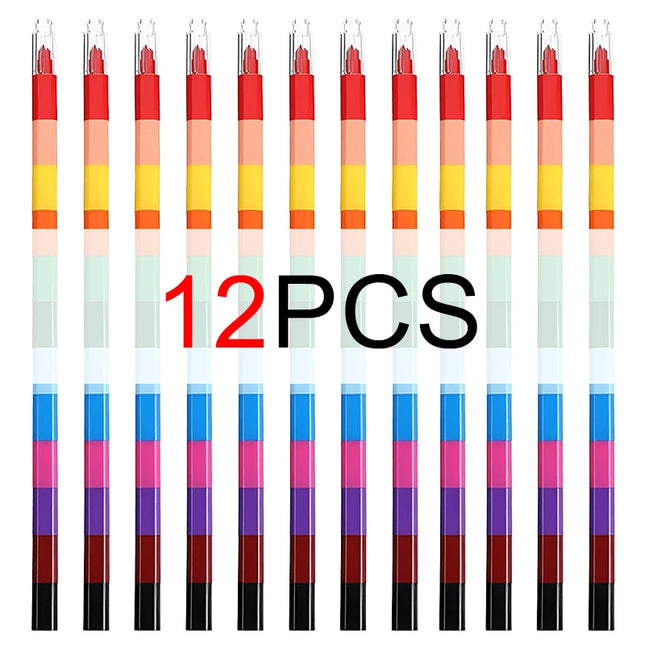 12/24/36PCS Rainbow Colored Building Block Crayons Stackable 12-Color Draw Crayons Rewards Artclass Painting Pens Stationery ZYF