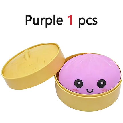 Squishes Stress Balls Fidget Sensory Toys Simulation Food Squishies Bun with Steamer Squeeze Dough Ball Gifts