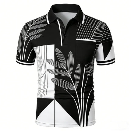 Men's Short Sleeve Shirt Breathable Digital Printing Pattern Polyester 100% Summer Casual Color Men's Clothing Comfortable