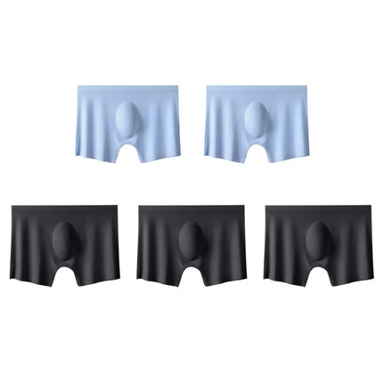 5Pcs/Lot Men's Ultra-Thin Ice Silk Underwear Summer Cool Boxers Briefs Comfortable Breathable Seamless Underpants Sexy Lingerie