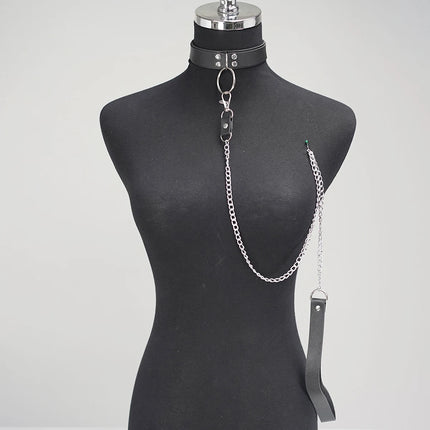 Women's Body Belly Band Neck Drawstring Collar Collar and Leash Set for Women Fetish Couple Game Role Play Props Accessories