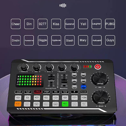 F998 Podcast Live Equipment Bundle, Professional Live Sound Card with Microphone Set Mixer Recording Studio Package Music Singin