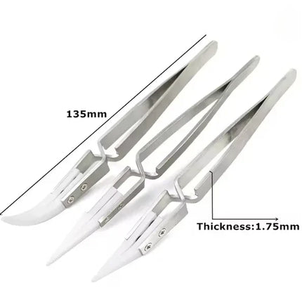 1-3pcs Ceramic Tip Labor-saving Electronic Soldering Tweezers, Anti-Static Reverse Acid Resistant Precision Chuck Tweezers 2025