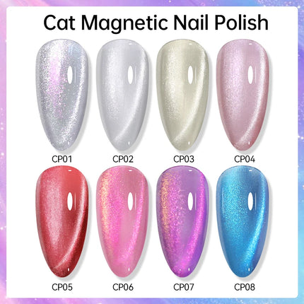 LILYCUTE 7ml Cat Magnetic Nail Polish Colorful Bright Shining Pearl Effect Nail Art DIY Decoration No Need of Lamp to Cure