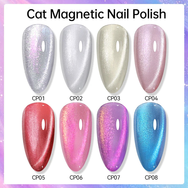 LILYCUTE 7ml Sliver Glass Cat Magnetic Nail Polish Pink Colorful Shining Effect Nail Art Varnish No Need Lamp Air Dry