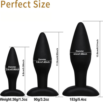 Anal Butt Plug Training Sets 3Pcs Silicone Sex Toys Anal Butt Plugs Trainer Kit Anal Sex Toys for Men Women Couple Beginners
