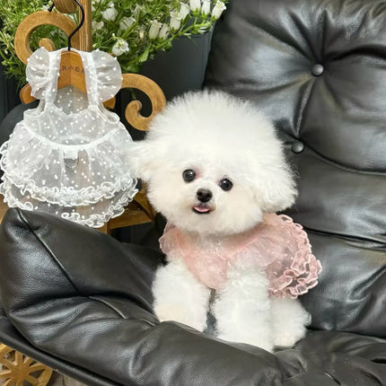 Lace Mesh Pet Dress Summer Princess Style Dog Clothes Maltese Breathable Suspender Sweet Little Dog Skirt