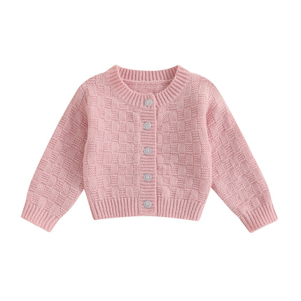 Kids Fall Knit Cardigan Long Sleeve Solid Color Button Down Warm Winter Sweater for Girls Boys