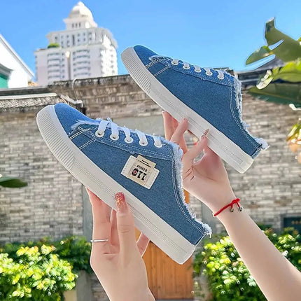 Womens Half Slipper Sneakers Comfortable Women Casual Shoe Lace-up Women Flat Shoes Breathable Canvas Shoes Anti-slip Zapatillas