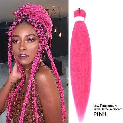 Jumbo Braids Pre Streched Hair Extension Soft Yaki Synthetic Crochet Braiding Box Braids Hair Kanekalon Red Pink For Kids Girls
