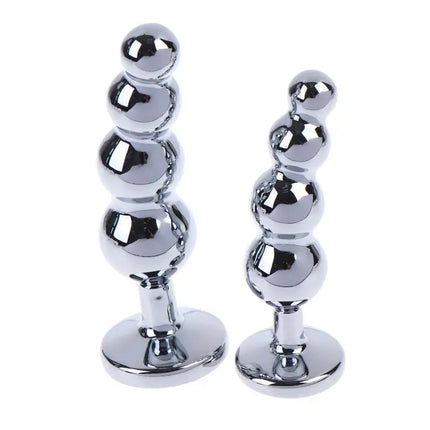 New Metal Curved Anus Butt Plug 4 Beads Stimulating Anal Plugs Sex Prostate Massage Analplug Buttplug Butplug With Jewelry Base
