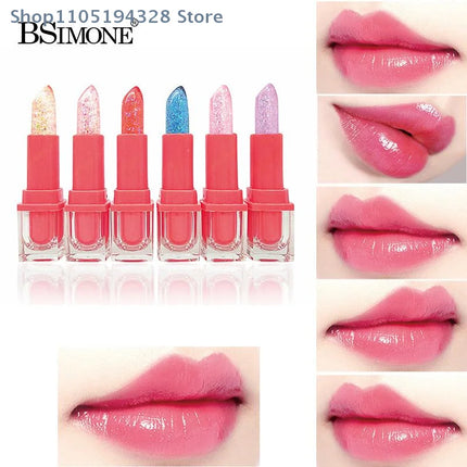 [MP]BSIMONE Glitter Lipstick Lip Balm Color Change Transparent Moisturizing Crystal Jelly Pearlescent Lip Plumper Gloss Cosmetic