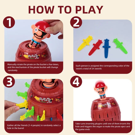 Funny Prank Toy Set Pirate Bucket With Sword Crocodile Bite Finger Game Novelty Tabletop Joke Toys Interactive Party Game For Ki