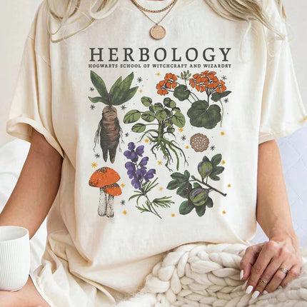 Herbology Plant Composition Printing T Shirts Women Summer Soft T-Shirt Hip Hop O-Neck Clothing Casual Cotton Short Sleeve