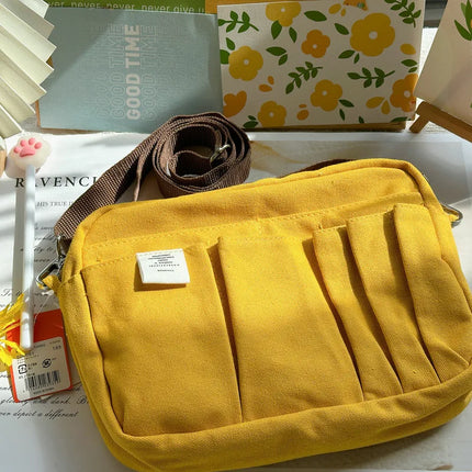 Large Capacity Canvas Storage Bag Simple Design For High School Students Multi-Layer Pencil Case And Bag For Boys And Girls