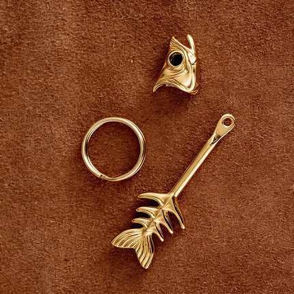 New Model Fish Bone Detachable Keychain Brooch For Car Key Bag High-End Pendant vintage Personalized Gift