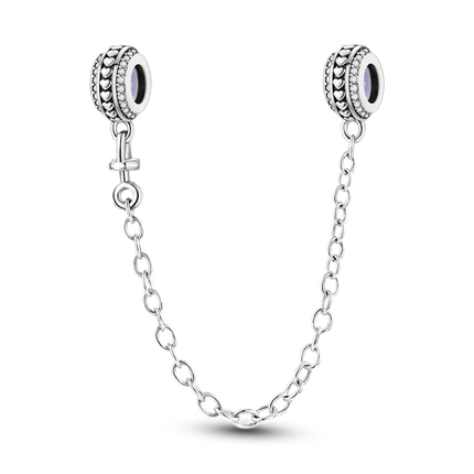 Sparkling Clear Silver Safety Chain 925 Sterling Silver Safety Chain Charm Beads Fit Original Bangle Bracelet DIY Jewelry