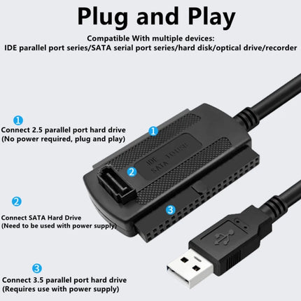 3 in 1 IDE SATA to USB Adapter Cable USB to SATA IDE Converter for 2.5 3.5 Inch SSD HDD with AC Adapter Support Windows MAC OS