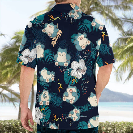 Snorlax Pokemon Hawaiian Shirt Tropical Anime Aloha Shirt Summer Sports Leisure Men's T-Shirt Children's Clothing Tee Y2k Woman