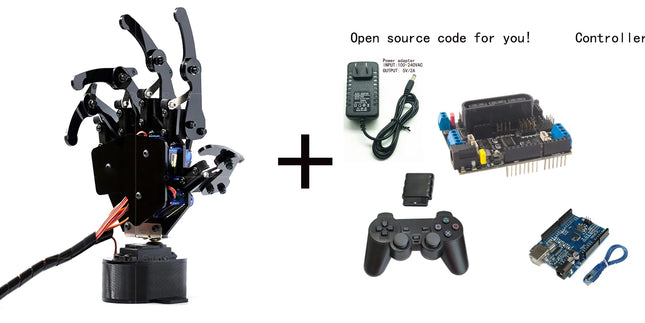 6 Dof Robotic Arm with 5 Dof Bionic Robot Hand Finger Claw for Arduino For Raspberry Pi 5 Kit Programmable Manipulator Project