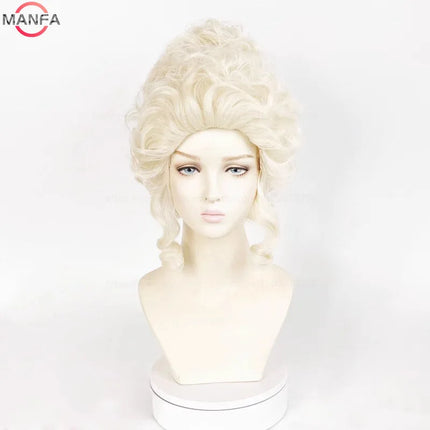 Marie Antoinette Cosplay Wigs Princess Medium Curly Heat Resistant Synthetic Hair Wig + Wig Cap