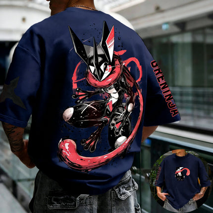 Pokémon Greninja Trendy Cool Print Short-sleeved T-shirt Harajuku Street Style Summer New Men's  Women's Tops Parent-child Tops