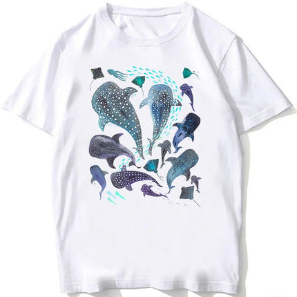 Whale Shark Anatomy Biology T-shirt Unisex Women Hip Hop Casual T Shirts Women Beach Diving White T-shirt Vintage Women Tees