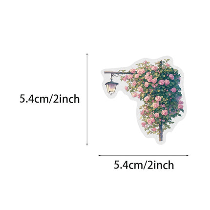 100PCS Creative Retro Flower Ladder Flower Cluster PET Transparent Material Stickers DIY Personalized Decorative Stickers