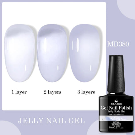 8ml Jelly Milky White Gel Nail Polish Translucent Pure Color UV Gel Polish Semi Permanent Soak Off Varnish Manicure Nail Art DIY