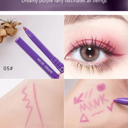 6 Colors Eyeliner Pencil Waterproof Long-lasting Red Black Brown Eyeliner Easy Wearing Quick Dry Smooth Eye Liner Gel Eye Makeup