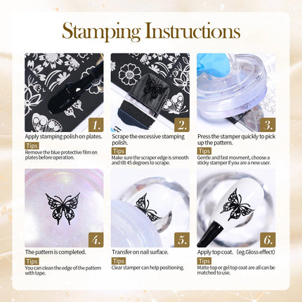 BORN PRETTY 2Pcs/Set 10ML Black White Nail Stamping Polish Varnish Gold Silver for Nail Art Plates Stamp Oil Stamping Series