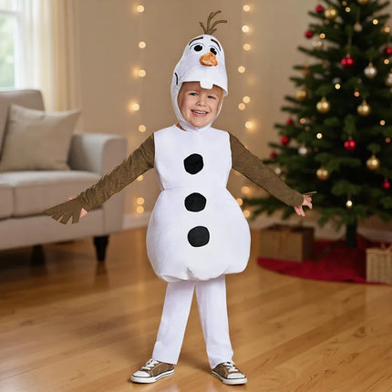 Children's Olaf Character Costume Toddler Fantasy Party Outfit New Year Christmas Performance Costume with Hat and Vest