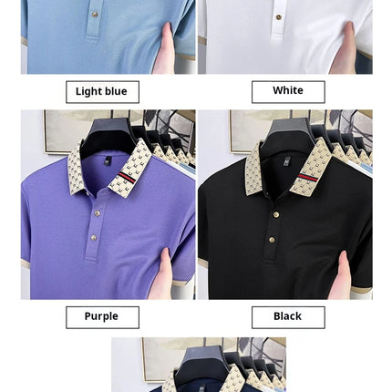 Summer Men's High Quality Cotton Polo Shirt Fashion Brand Design Teddy Bear Embroidery Golf Mulberry Silk Business T-shirt