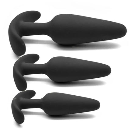 100% Soft Silicone 3 Sizes Anal Plug Butt Plug Stimulator Massager Adults Sex Toy for Men/Women Unisex Gay Prostate Anal Trainer