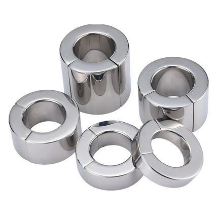 Stainless Steel Magnetic Ball Stretcher Heavy Silver Penis Ring Cock Weighted Exercise Scrotum Pendant Male Bondage Sex Toys
