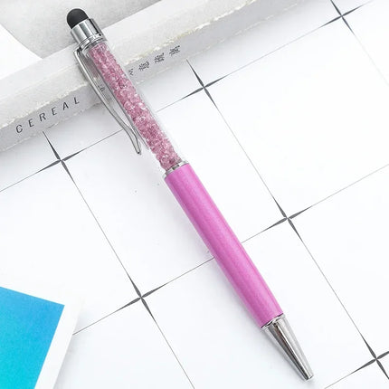 50pcs/Lot Crystal Metal Ballpoint Pen Fashion Creative Stylus Touch for Writing Stationery Office School Gift Free Custom Logo