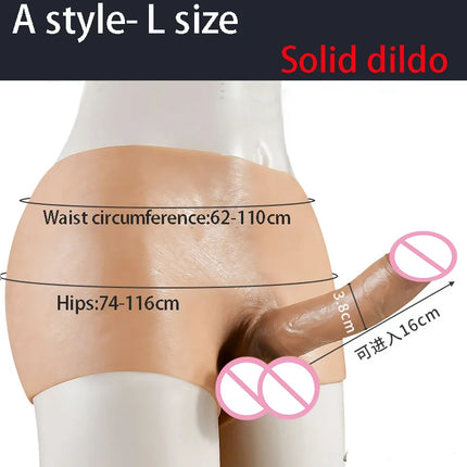 Lesbian Strap-On Dildo Penis Pants Realistic Soft Silicone Panties Solid Hollow Dildo For Men Woman Adults Sex Toys Masturbator