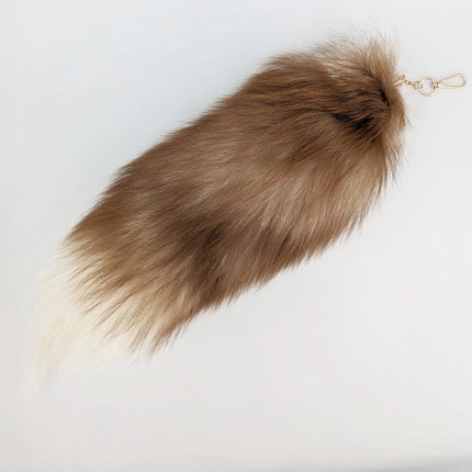 natural fox fur tail keychain furry 2024 chic y2k  beautiful accessory length 40 cm Car Keychains For Women